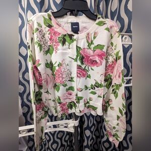 Cream Floral Gap Cardigan 8 medium